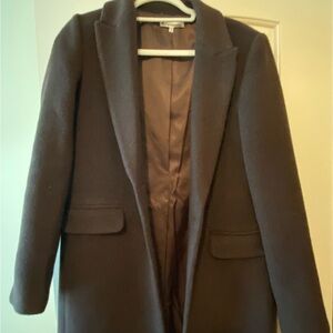 Reformation Whitemore Wool Blend Brown MIDI Pea Coat